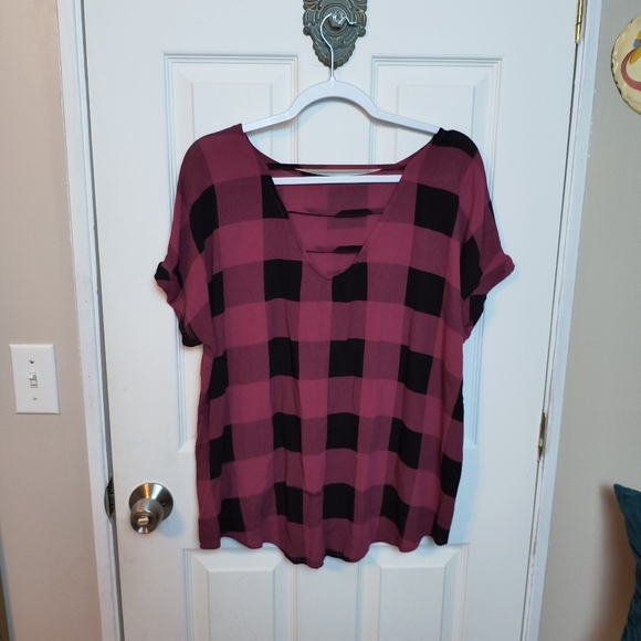 Rock & Republic Open Back Checkered Lightweight Blouse M - Picture 5 of 9